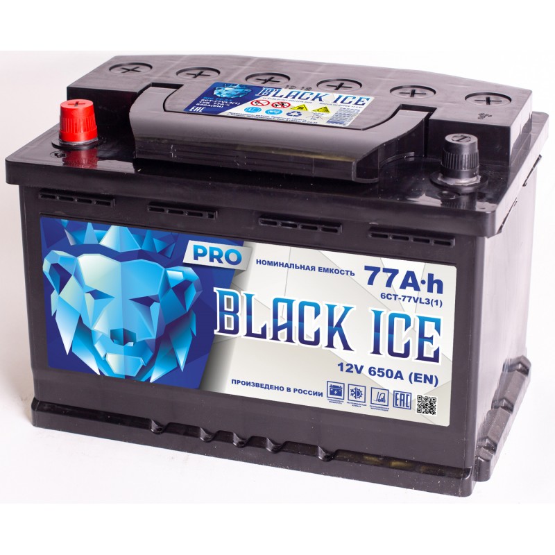 Автомобильный аккумулятор BLACK ICE Pro 6СТ-77.1 VL