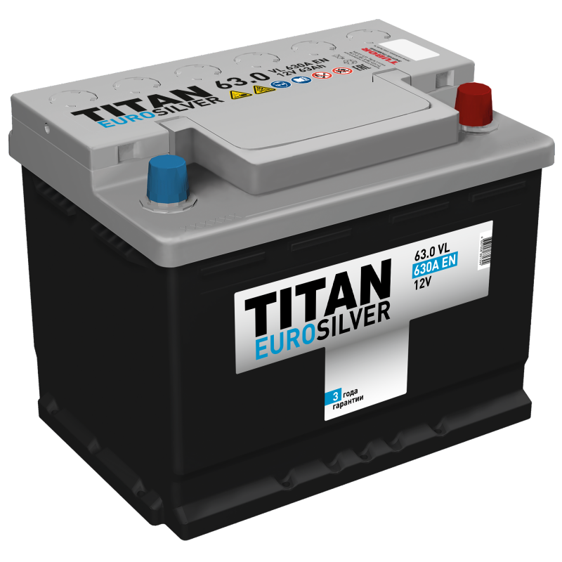 Автомобильный аккумулятор TITAN EUROSILVER 6CT-63.0 VL