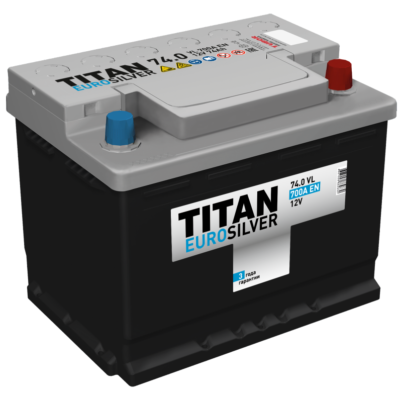 Автомобильный аккумулятор TITAN EUROSILVER 6CT-74.0 VL (низкая)