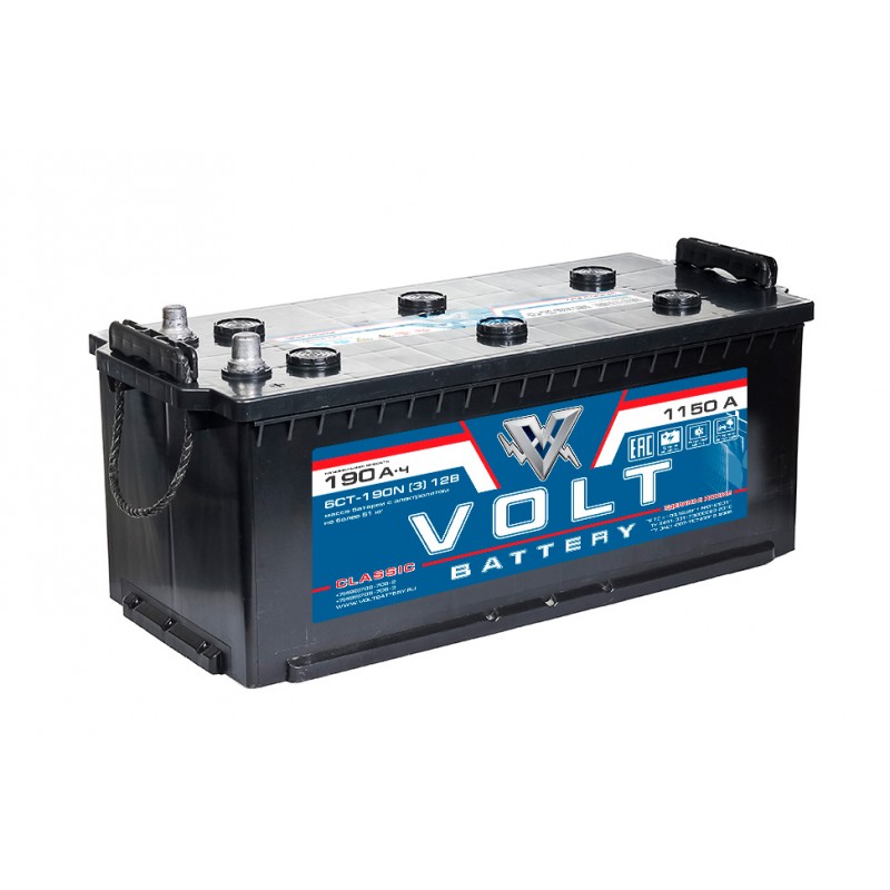 Автомобильный аккумулятор VOLT Classic 6CT- 190.3  190 Ач (A/h) обратная полярность - VC19031
