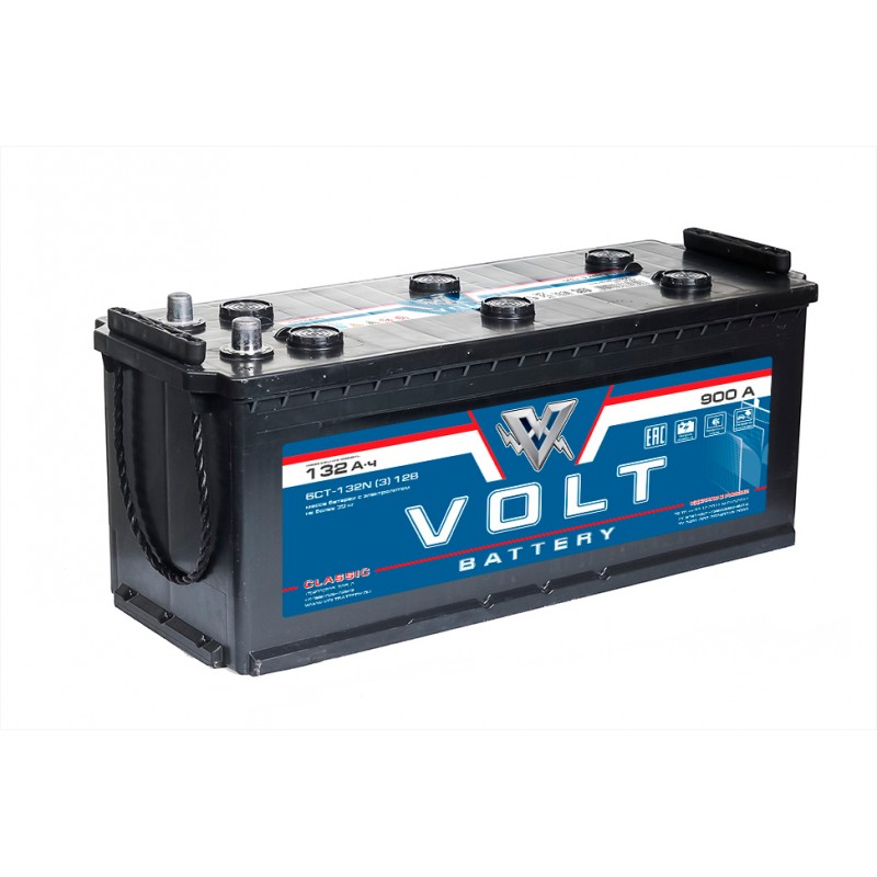 Автомобильный аккумулятор VOLT Classik 6CT- 132.3  132 Ач (A/h) обратная полярность - VC13201