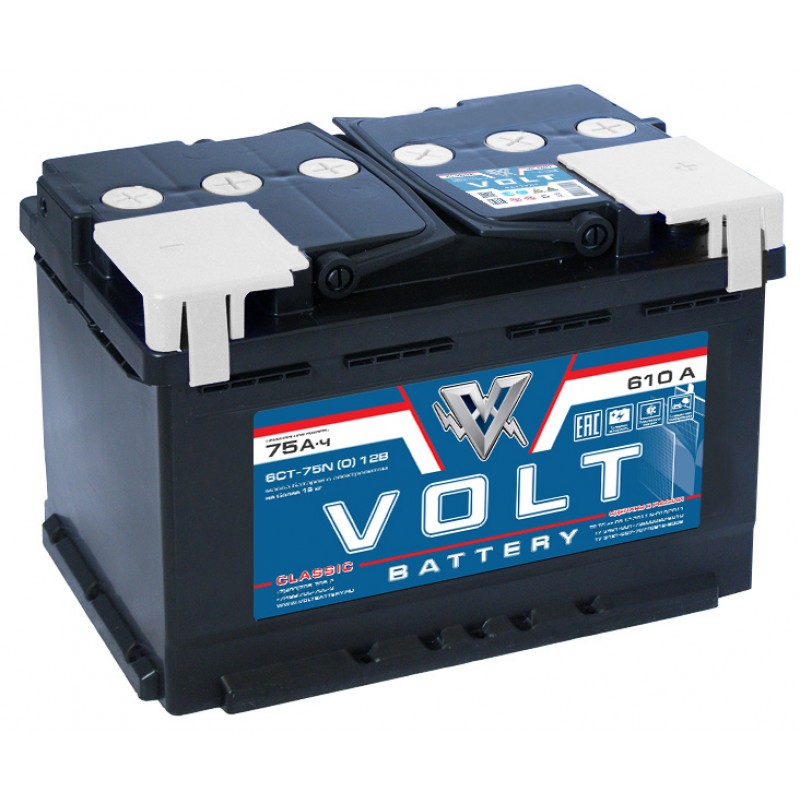 Автомобильный аккумулятор VOLT Classic 6CT- 75NR  75 Ач (A/h) обратная полярность - VC7501
