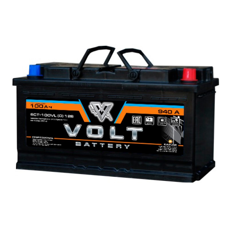 Автомобильный аккумулятор VOLT PRO 6СТ-100VL(0) 100 Ач (A/h) обратная полярность - VL10001