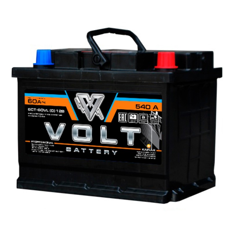 Автомобильный аккумулятор VOLT PRO 6СТ-60VL(0) 60 Ач (A/h) обратная полярность - VL6001