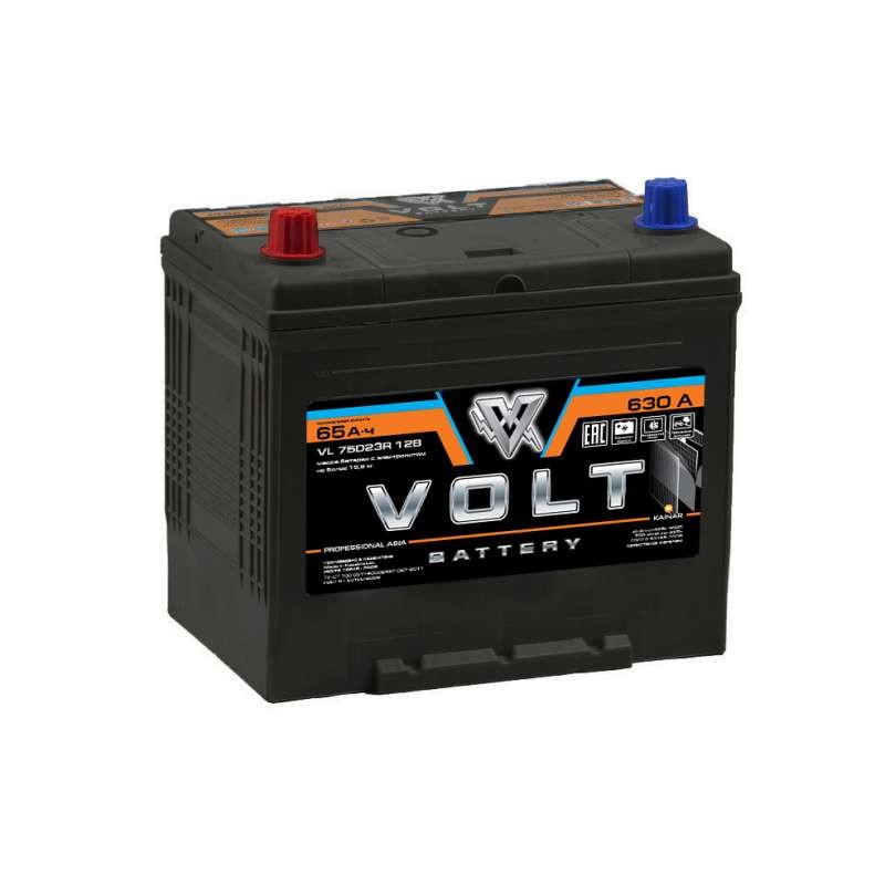 Автомобильный аккумулятор VOLT PRO ASIA 65 Ач (A/h) прямая полярность - VL75D23R