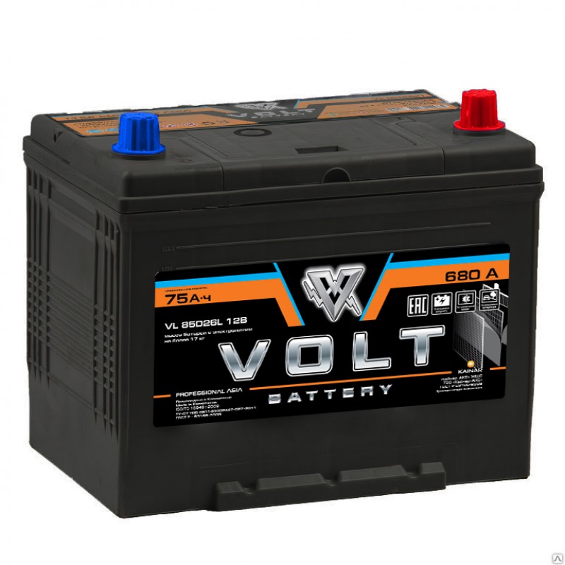 Автомобильный аккумулятор VOLT PRO ASIA  75 Ач (A/h) обратная полярность - VL85D26L