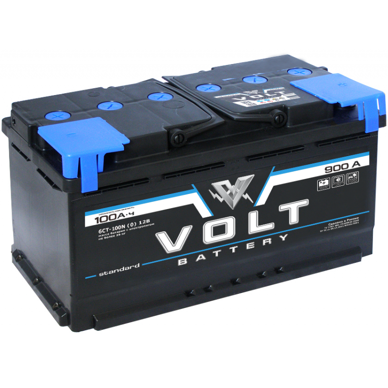 Автомобильный аккумулятор VOLT STANDARD 6CT- 100 NR  100 Ач (A/h) обратная полярность - VS10001