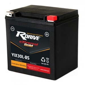 Аккумулятор RDRIVE EXTREMAL GOLD YIX30L 31.6Ач 12В 420А обратная полярность (0) Аккумулятор RDRIVE EXTREMAL GOLD YIX30L 31.6Ач 12В 420А обратная полярность (0)