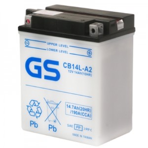 Аккумулятор GS YUASA GS CB14L-A2 14Ач 12В 190А обратная полярность (0) Аккумулятор GS YUASA GS CB14L-A2 14Ач 12В 190А обратная полярность (0)