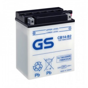 Аккумулятор GS YUASA GS CB14-B2 14Ач 12В 190А прямая полярность (1) Аккумулятор GS YUASA GS CB14-B2 14Ач 12В 190А прямая полярность (1)