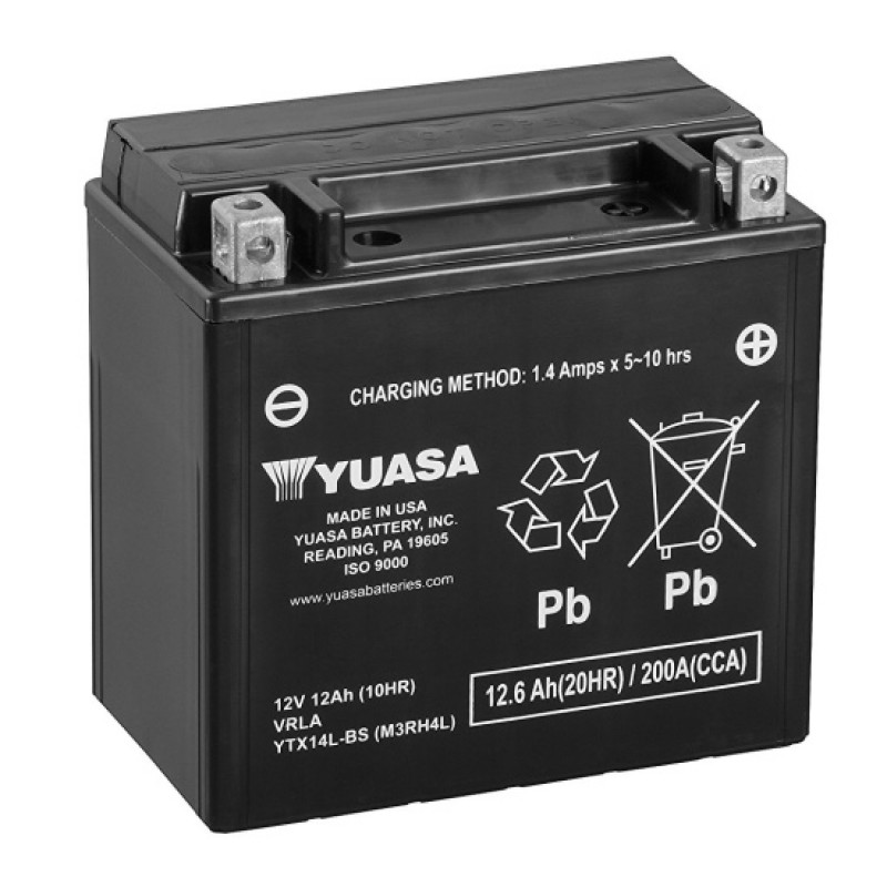 Аккумулятор GS YUASA YUASA YTX14L-BS 12Ач 12В 200А прямая полярность (1)