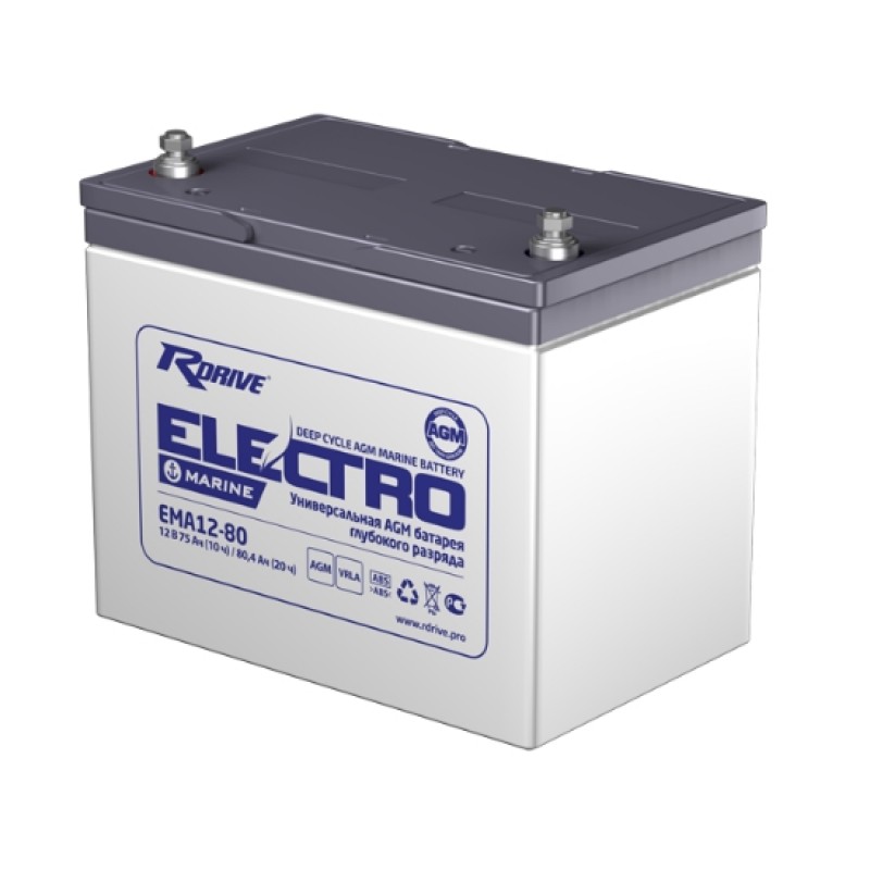 Аккумулятор RDRIVE ELECTRO MARINE EMA12-80 80Ач 12В  прямая полярность (1)