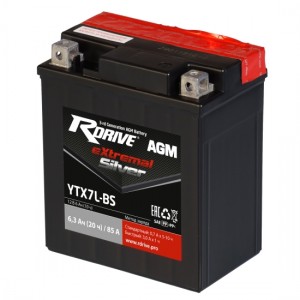 Аккумулятор RDRIVE EXTREMAL SILVER YTX7L-BS 6.3Ач 12В 85А прямая полярность (1) Аккумулятор RDRIVE EXTREMAL SILVER YTX7L-BS 6.3Ач 12В 85А прямая полярность (1)