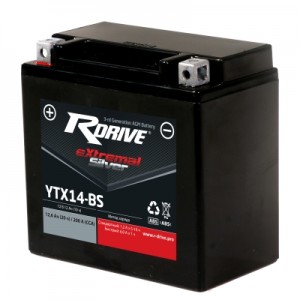 Аккумулятор RDRIVE EXTREMAL SILVER YTX14-BS 12.6Ач 12В 200А прямая полярность (1) Аккумулятор RDRIVE EXTREMAL SILVER YTX14-BS 12.6Ач 12В 200А прямая полярность (1)